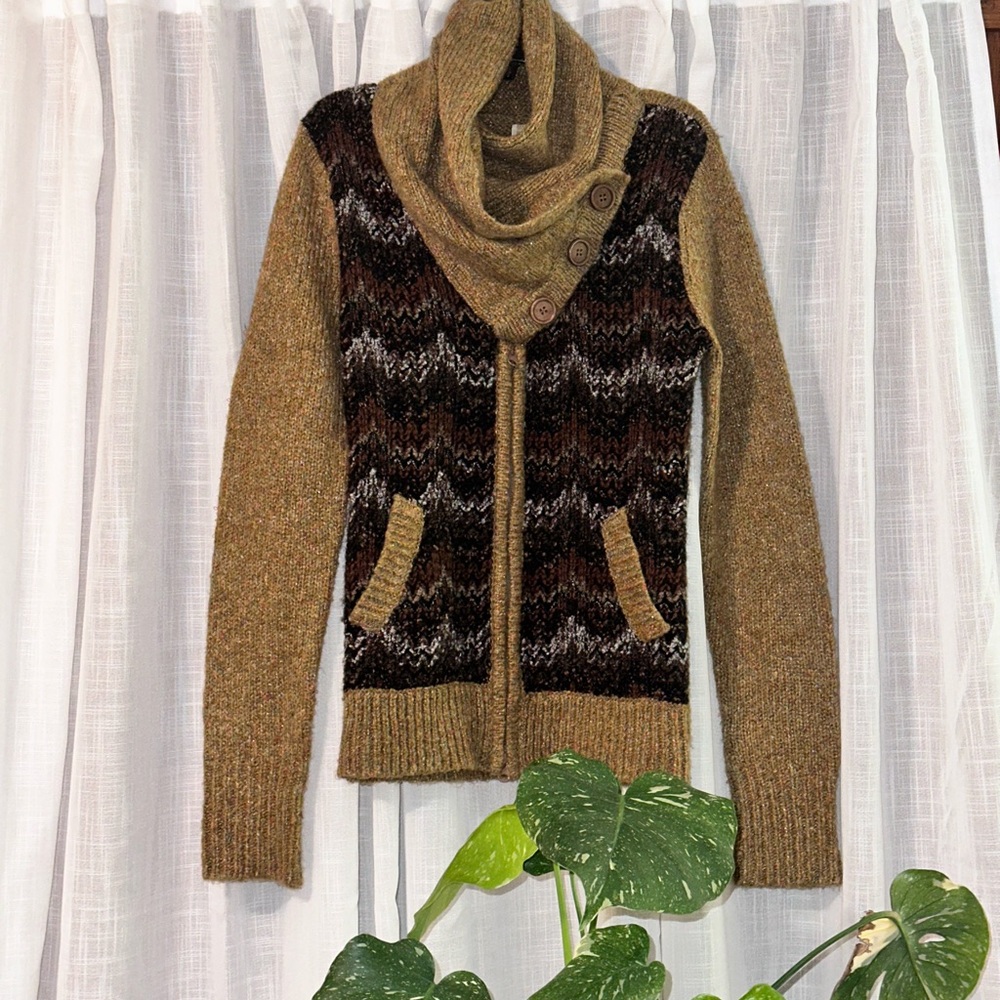 BKE Brown and Black Cowl Neck Sweater